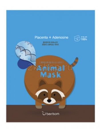 Berrisom Animal mask series - raccoon Маска тканевая с экстрактом плаценты Енотик