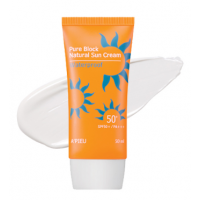 A'PIEU Pure Block Natural Waterproof Sun Cream SPF50+/PA+++ Солнцезащитный крем водостойкий 