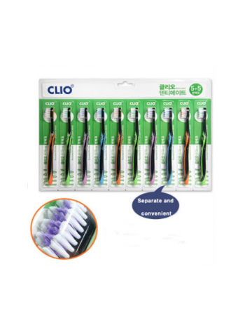 Clio Denti-Mate Normal  5+5  Набор зубных щеток с мягкой двухуровневой щетиной против зубного камня