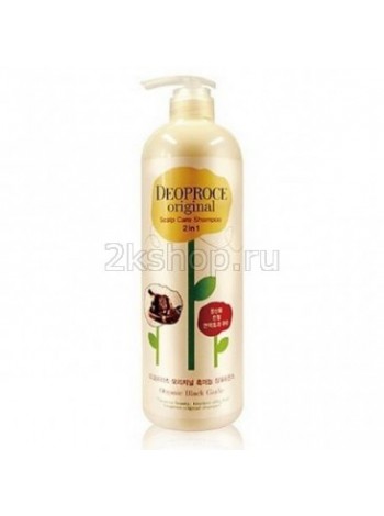 Deoproce Original scalp care 2 in 1 shampoo black garlic Шампунь-бальзам от выпадения волос Чёрный чеснок