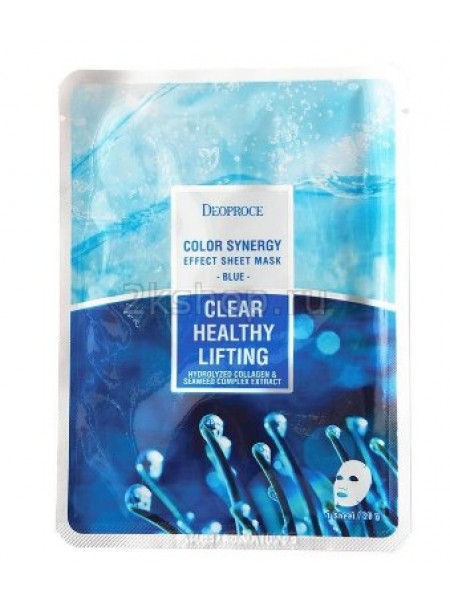 Deoproce Color Synergy Effect Sheet mask Blue Маска тканевая морской коллаген и экстракт водорослей