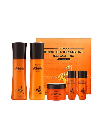 Deoproce Horse Oil Hyalurone Skin care 3 set  Набор уходовый с гиалуроновой кислотой и лошадиным жиром 