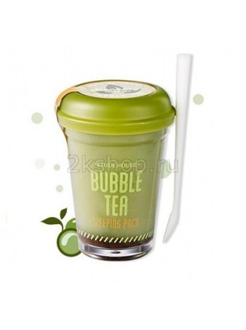 Ночная маска для лица с экстрактом зеленого чая  Etude house Bubble Tea Sleeping Pack Green Tea 
