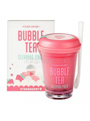 Ночная маска для лица с экстрактом клубники Etude house Bubble Tea Sleeping Pack Strawberry