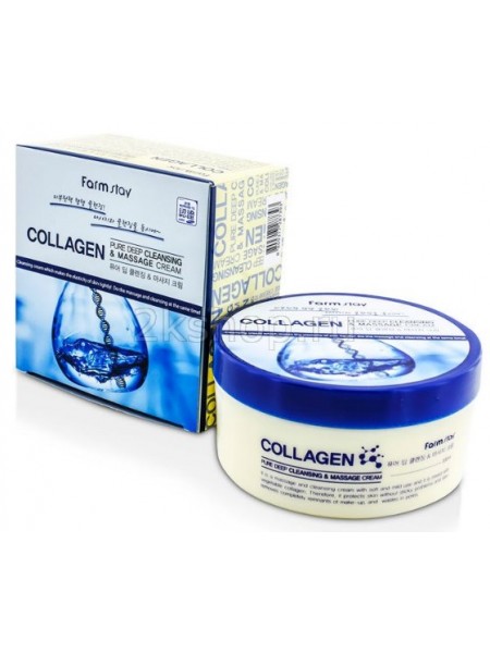 FarmStay Pure Deep Cleansing & massage cream Collagen Очищающий массажный крем для лица с морским коллагеном