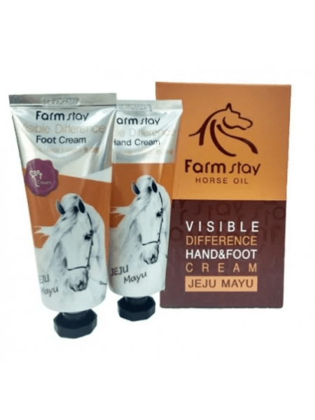 FarmStay Visible Difference Jeju Mayu Complete hand & foot cream Набор крем для рук и для ног с лошадиным жиром