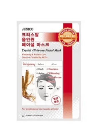 Тканевая маска с женьшенем Mijin Junico Crystal All-In-One Facial Mask Red ginseng 