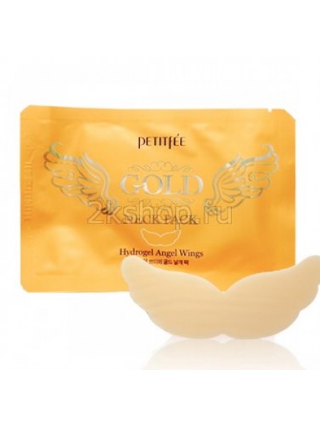 Гидрогелевая маска для шеи с 24-каратным золотом  Petitfee gold neck pack Hydrogel angel wings 