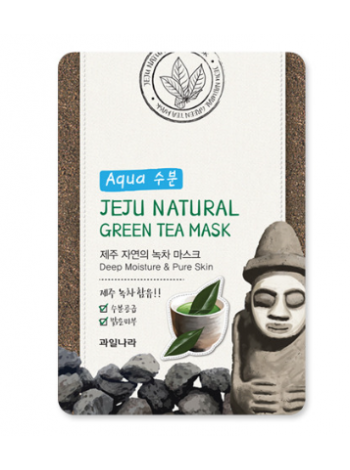 Jeju Nature's Green Tea Mask Успокаивающая тканевая маска для лица с зеленым чаем
