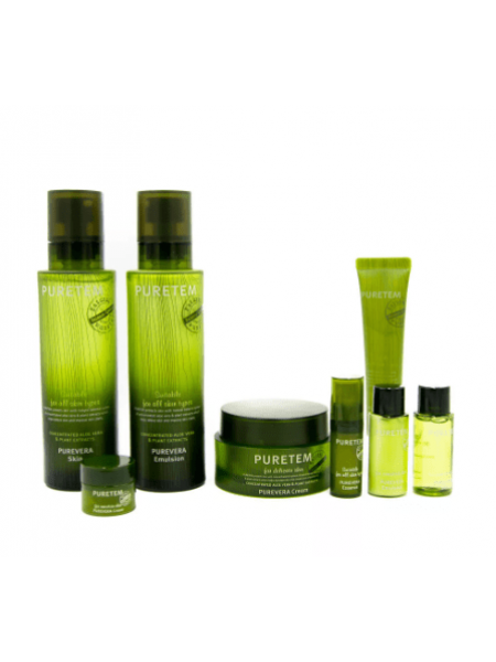Подарочный набор косметики с алоэ  Welcos  Puretem Purevera  Skin Care Set 3 