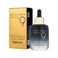 Омолаживающая ампульная сыворотка с муцином черной улитки и пептидами FarmStay Black Snail & Peptide9 Perfect Ampoule 