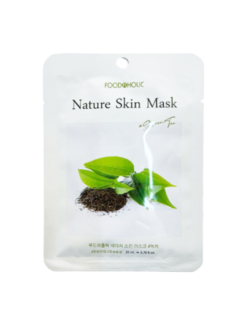 Маска тканевая  с зеленым чпемFOODAHOLIC Green Tea Nature Skin Mask (23ml)