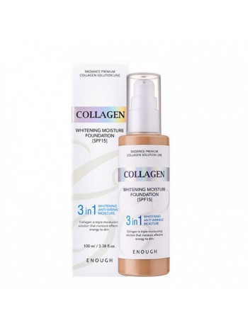 Тональный крем с коллагеном для сияния кожи ENOUGH Collagen 3 in 1 Whitening Moisture Foundation SPF15