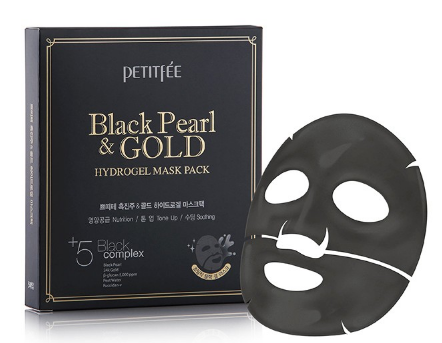 Petitfee Black Pearl and Gold Hydrogel Mask Pack Гидрогелевая маска для лица c золотом и черным жемчугом